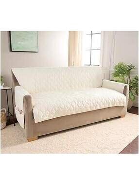 Home Reflections micromink loveseat cover-sand